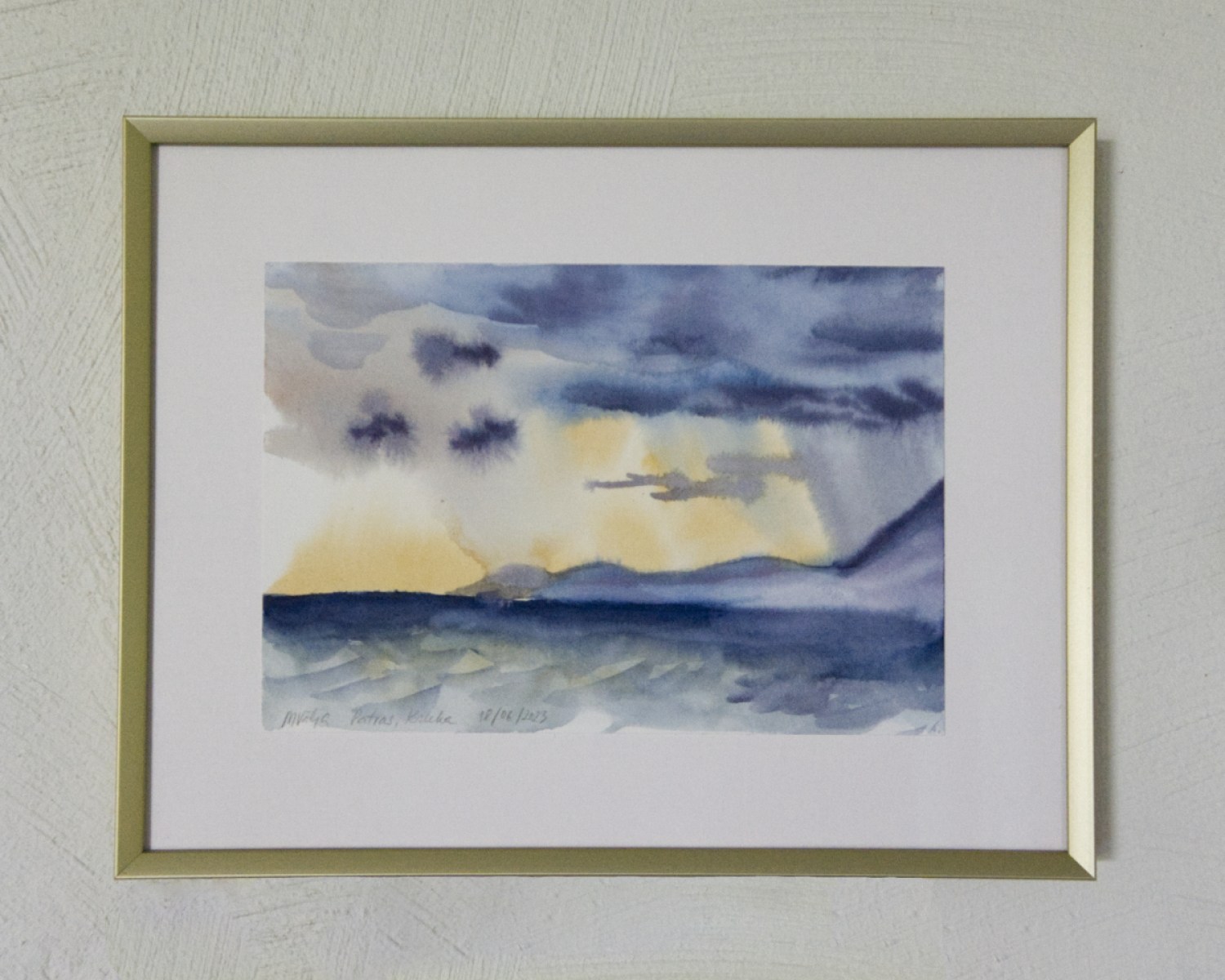 akvarellmaal Kreeka vaade I raamiga