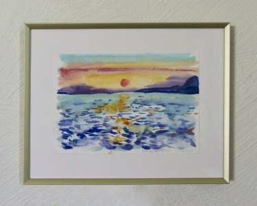 akvarellmaal Kreeka vaade II raamiga