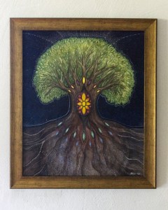 akvarellmaal Hingeaknad interjööris