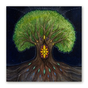 Poster helendavate akendega ilmapuust tumedal taustal, 