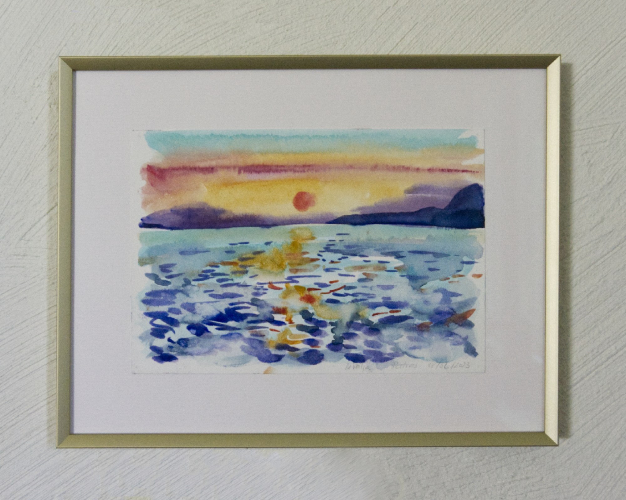 akvarellmaal Kreeka vaade II raamiga