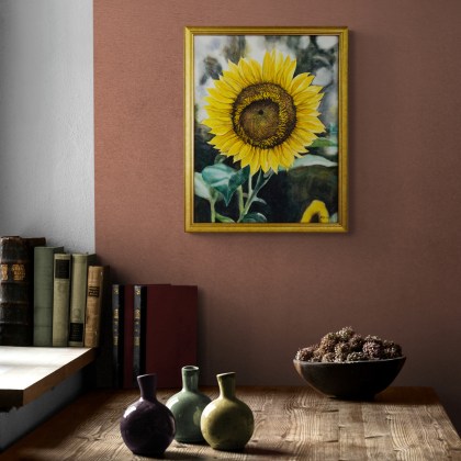 akvarellmaal Päevalill raamiga