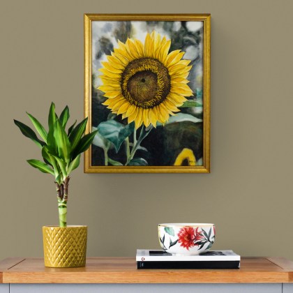 akvarellmaal Päevalill raamiga