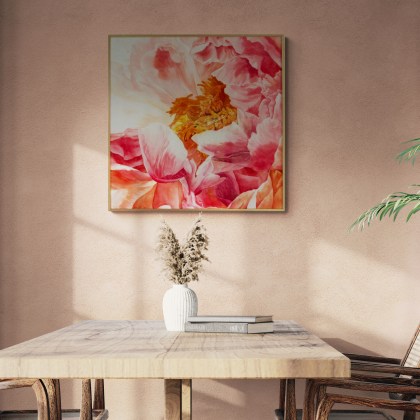 akvarellmaal Vaade pojengi südamesse interjööris