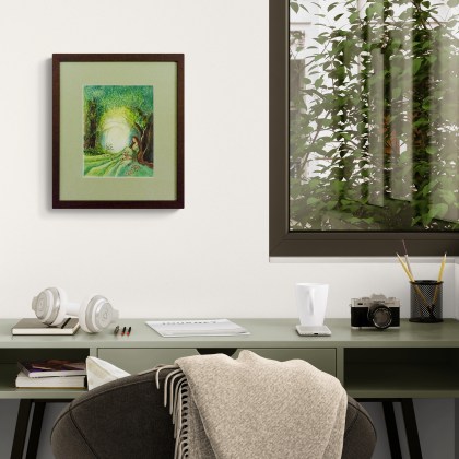 Illustratsioon - Sündinud rohelises kleidis interjööris