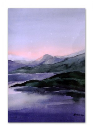 Postkaart akvarellmaaliga mägedest