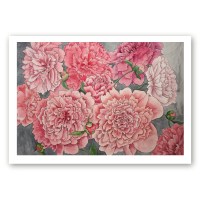 Poster pojengidega kunstnik Maria Välja akvarellmaali põhjal.