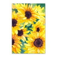 Postkaart akvarellmaaliga päevalilledest