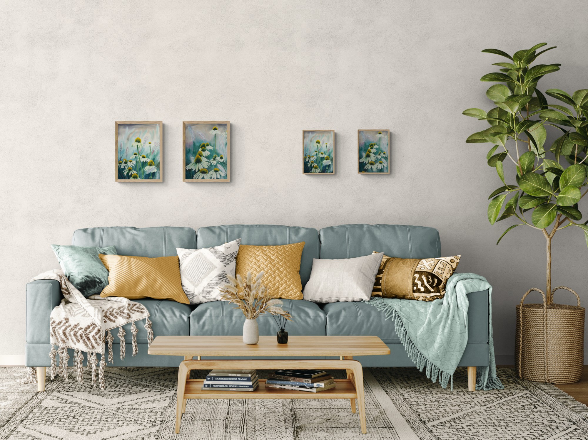 Postrid siilkübarad erinevates suurustes interjööris